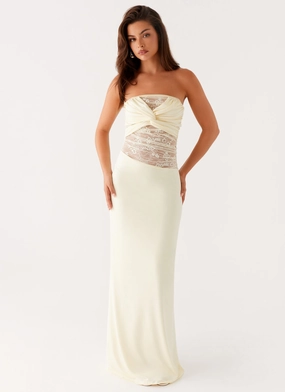 Sweet Energy Strapless Maxi Dress - Yellow Subtle Fit