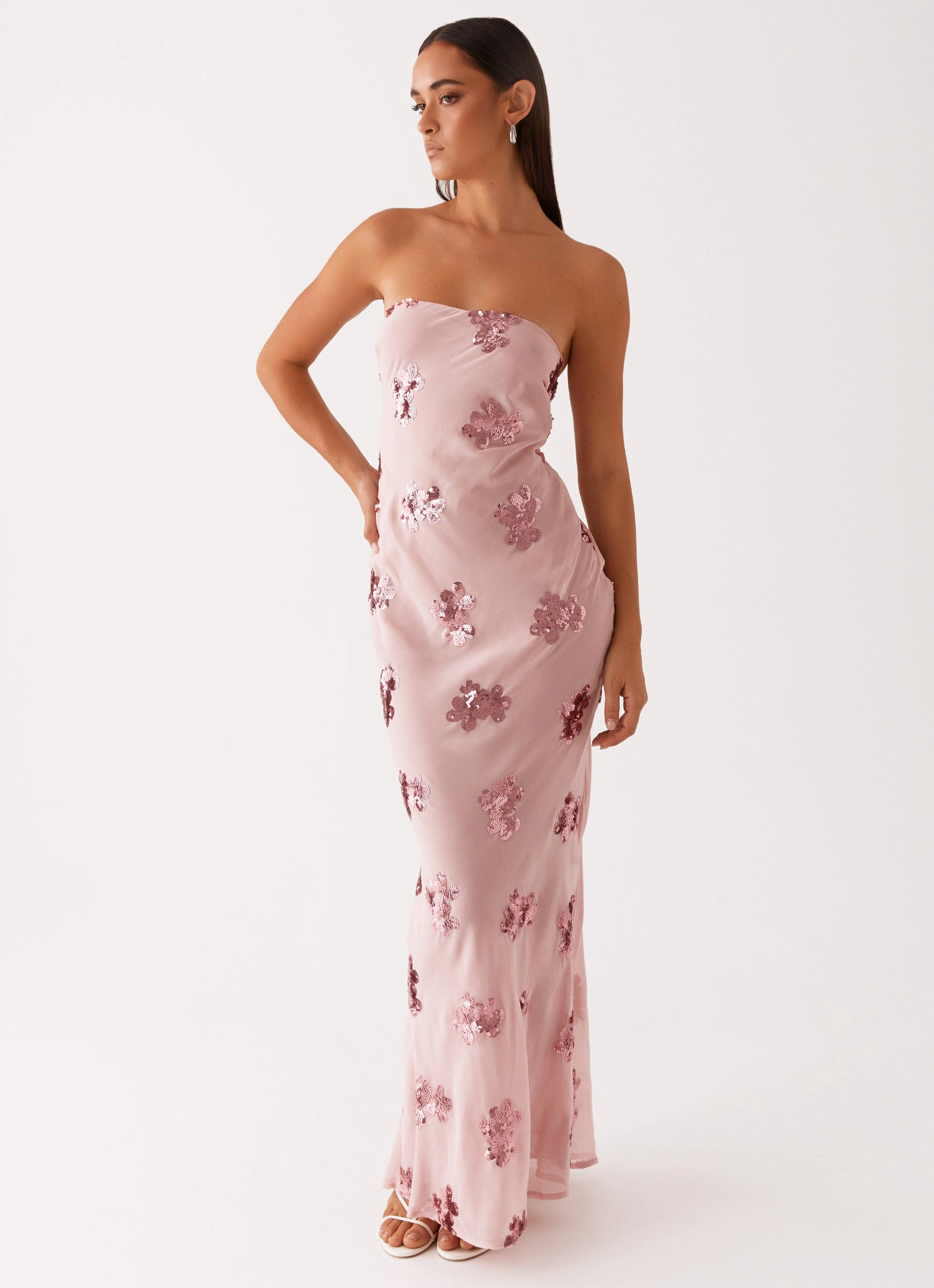 Body Safe Lightweight Piece Sweet Escape Sequin Maxi Dress - Baby Pink