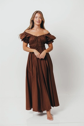 Sydnee Cotton Maxi Dress in Chocolate Brown - Bump Friendly - Restocking in Nov Travel Option