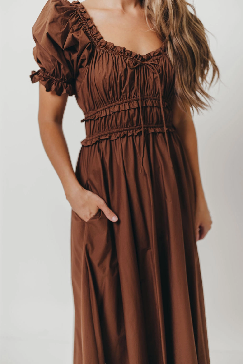 Raglan-Sleeve Sydnee Cotton Maxi Dress in Chocolate Brown - Bump Friendly - Restocking in Nov