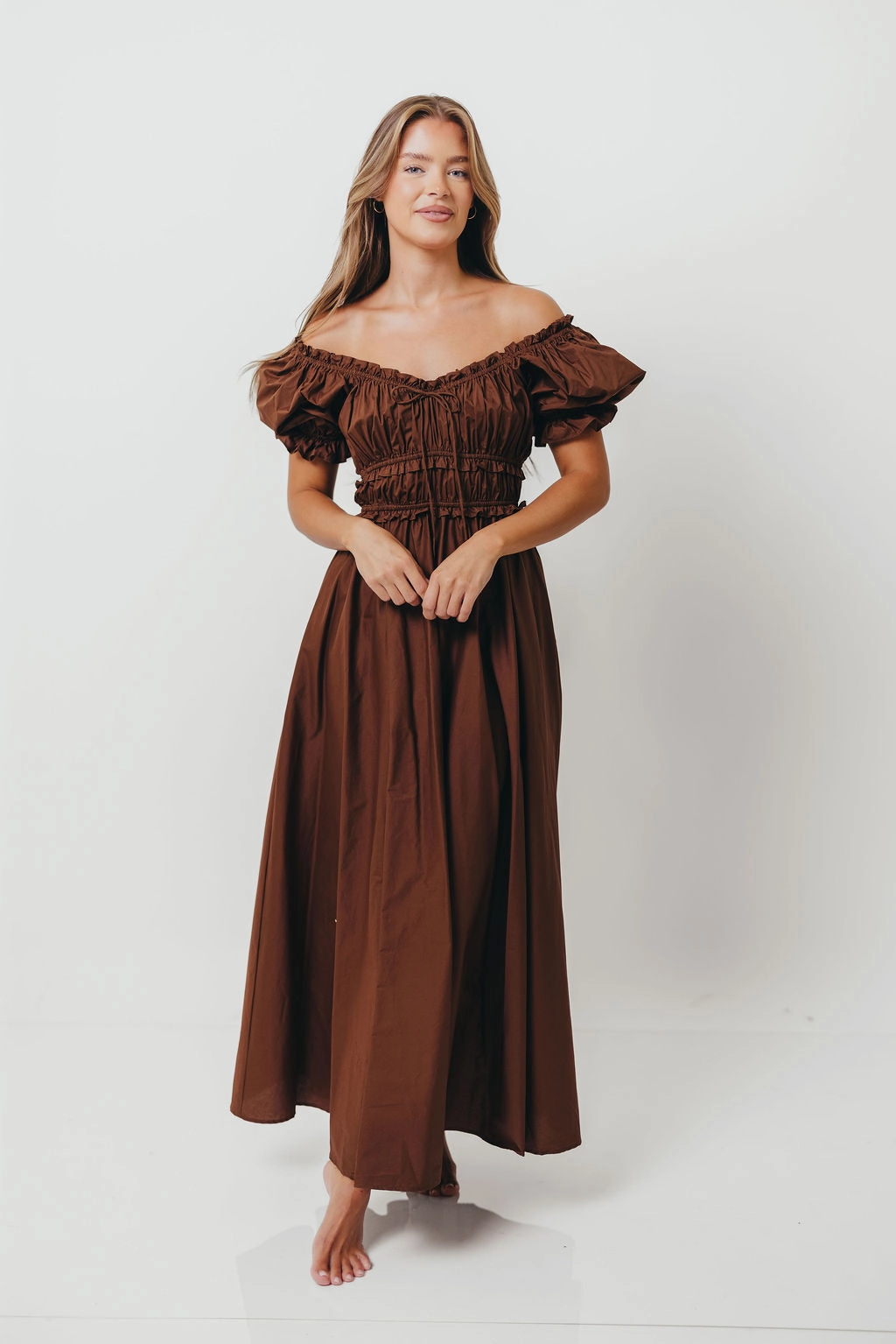 Sydnee Cotton Maxi Dress in Chocolate Brown - Bump Friendly - Restocking in Nov Bold Color Shade Glow