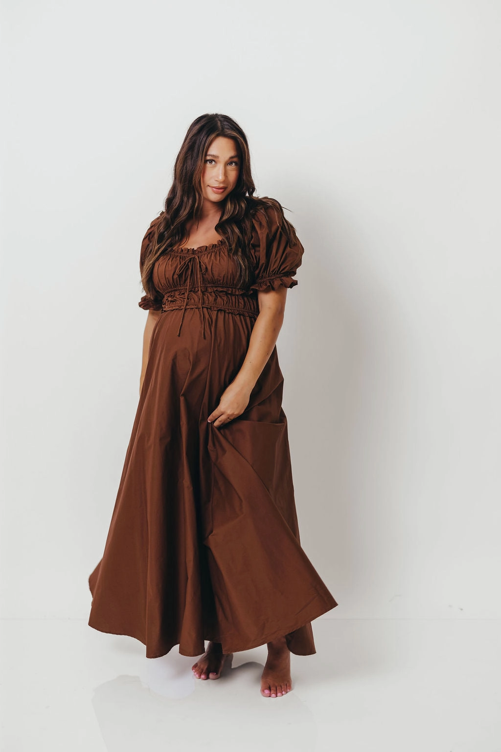 Sydnee Cotton Maxi Dress in Chocolate Brown - Bump Friendly - Restocking in Nov Delicate Lines