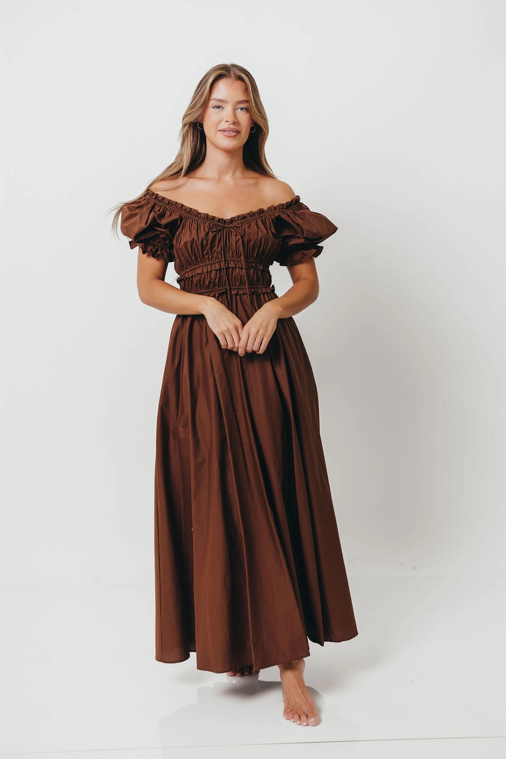 Sydnee Cotton Maxi Dress in Chocolate Brown - Bump Friendly - Restocking in Nov Travel Option