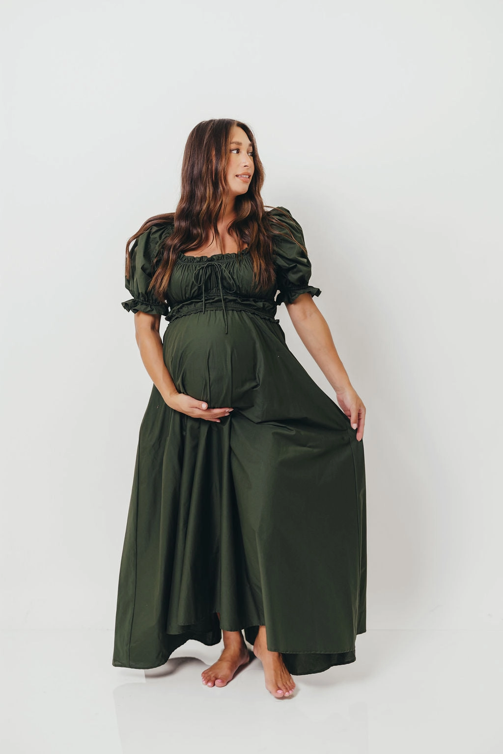 Mood Booster Sydnee Cotton Maxi Dress in Evergreen - Bump Friendly - Restocking in Nov