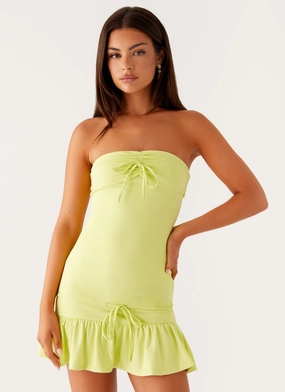 Elegant knee-length dress Tabi Mini Dress - Sunny Lime