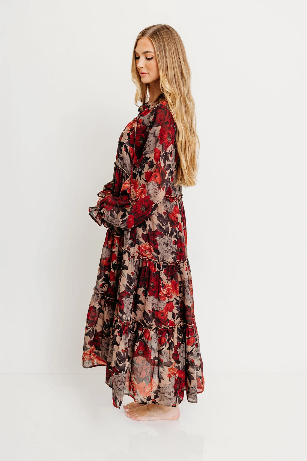 Fit Vibe Edgy-Look Tabitha Midi Dress in Sand - Bump Friendly