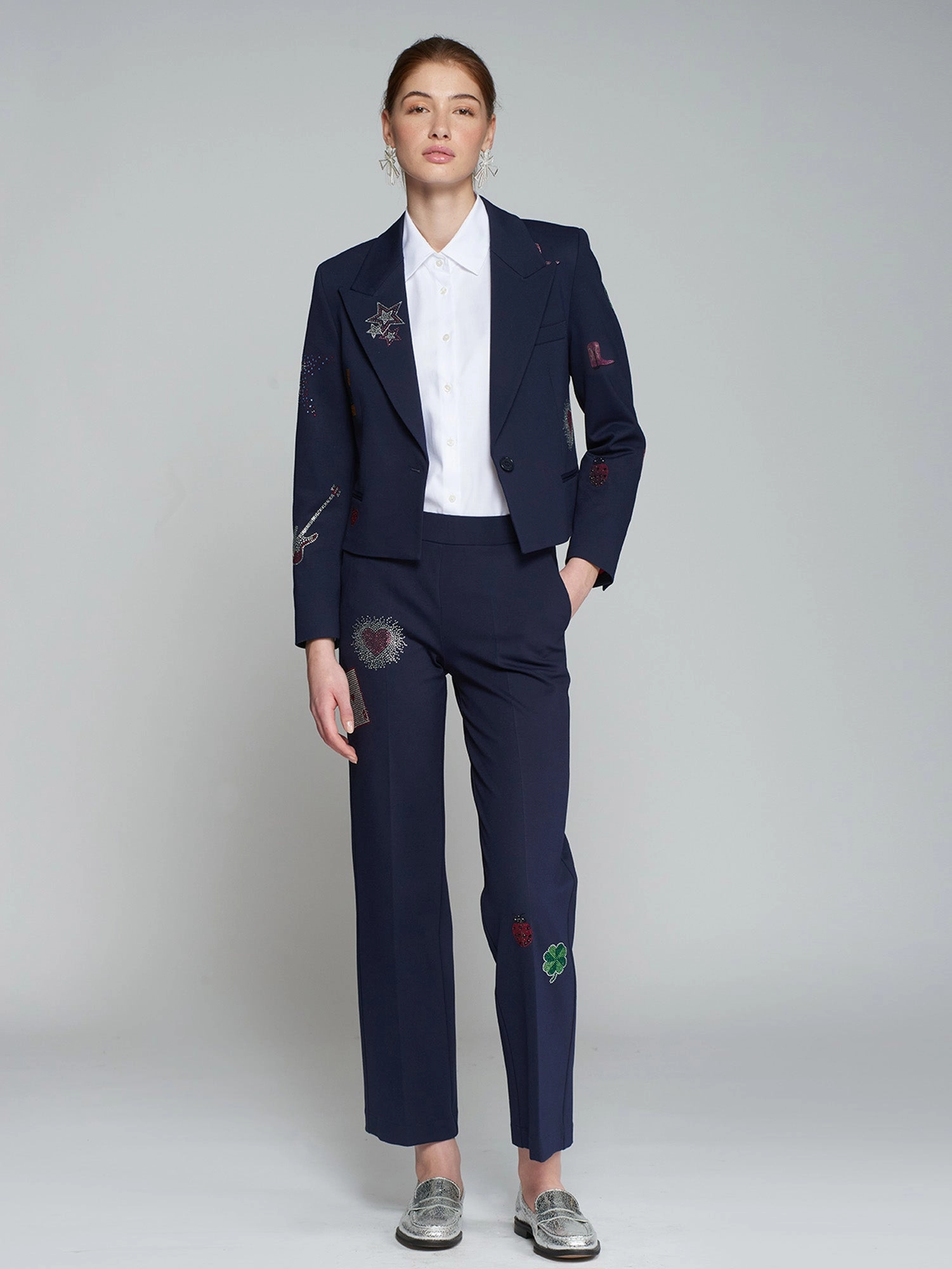 HiddenPockets Practical Wear Martina Strass Trouser in Navy Punto