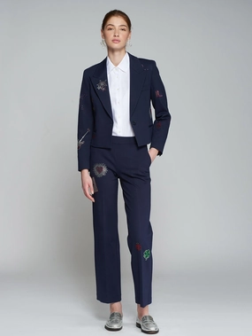 HiddenPockets Practical Wear Martina Strass Trouser in Navy Punto