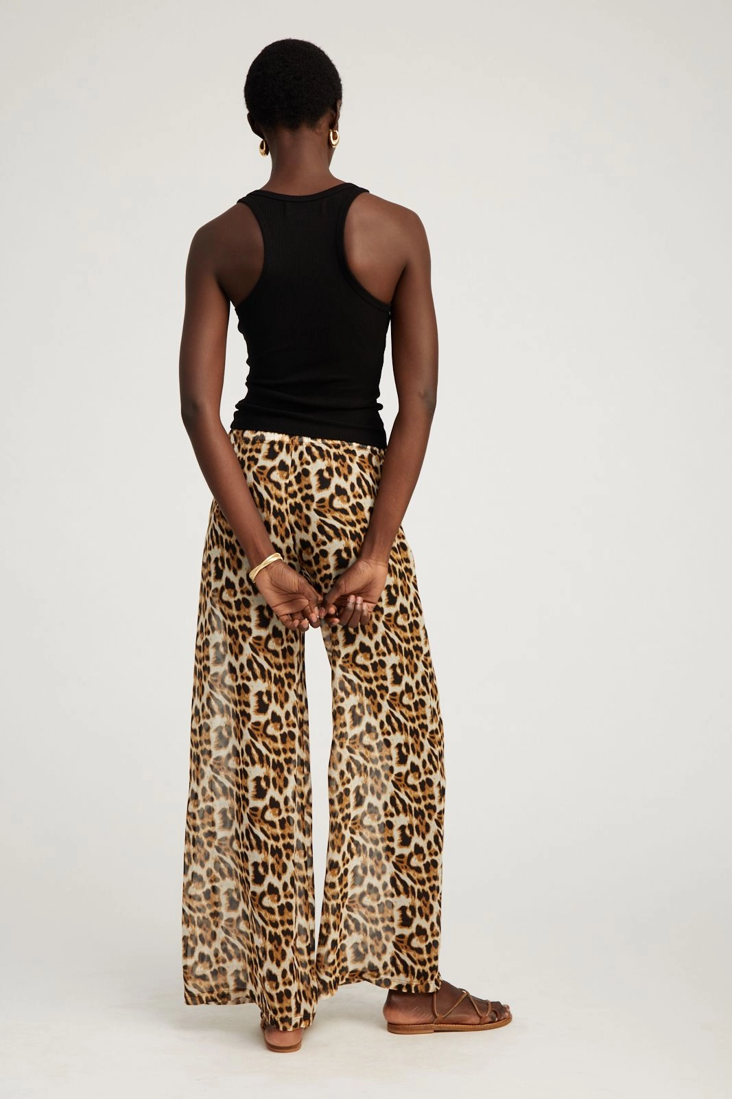 Timeless Style Leopard Silk Wide Leg Trousers