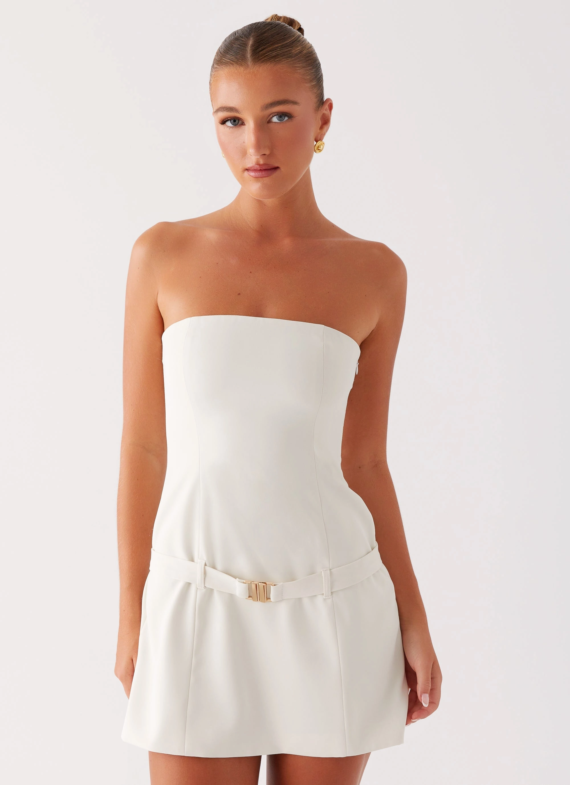Lume Strapless Mini Dress - Ivory Fresh Outfit Elegant Comfort