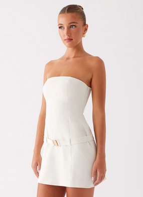 Evening Look Airy Touch Lume Strapless Mini Dress - Ivory