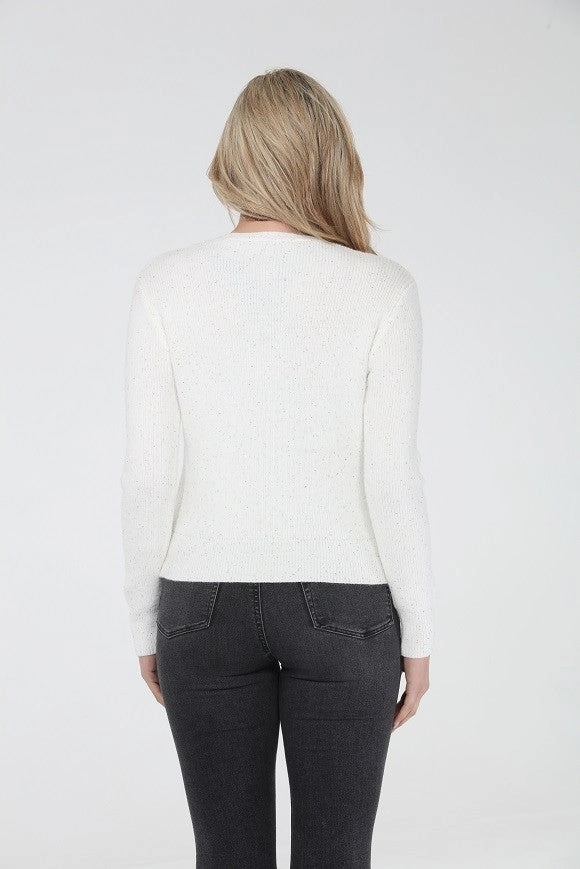 The Mira Cardigan in Ivory Subtle Texture Weave