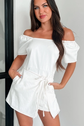 Nylah Denim Skort Romper (White) Active Lifestyle