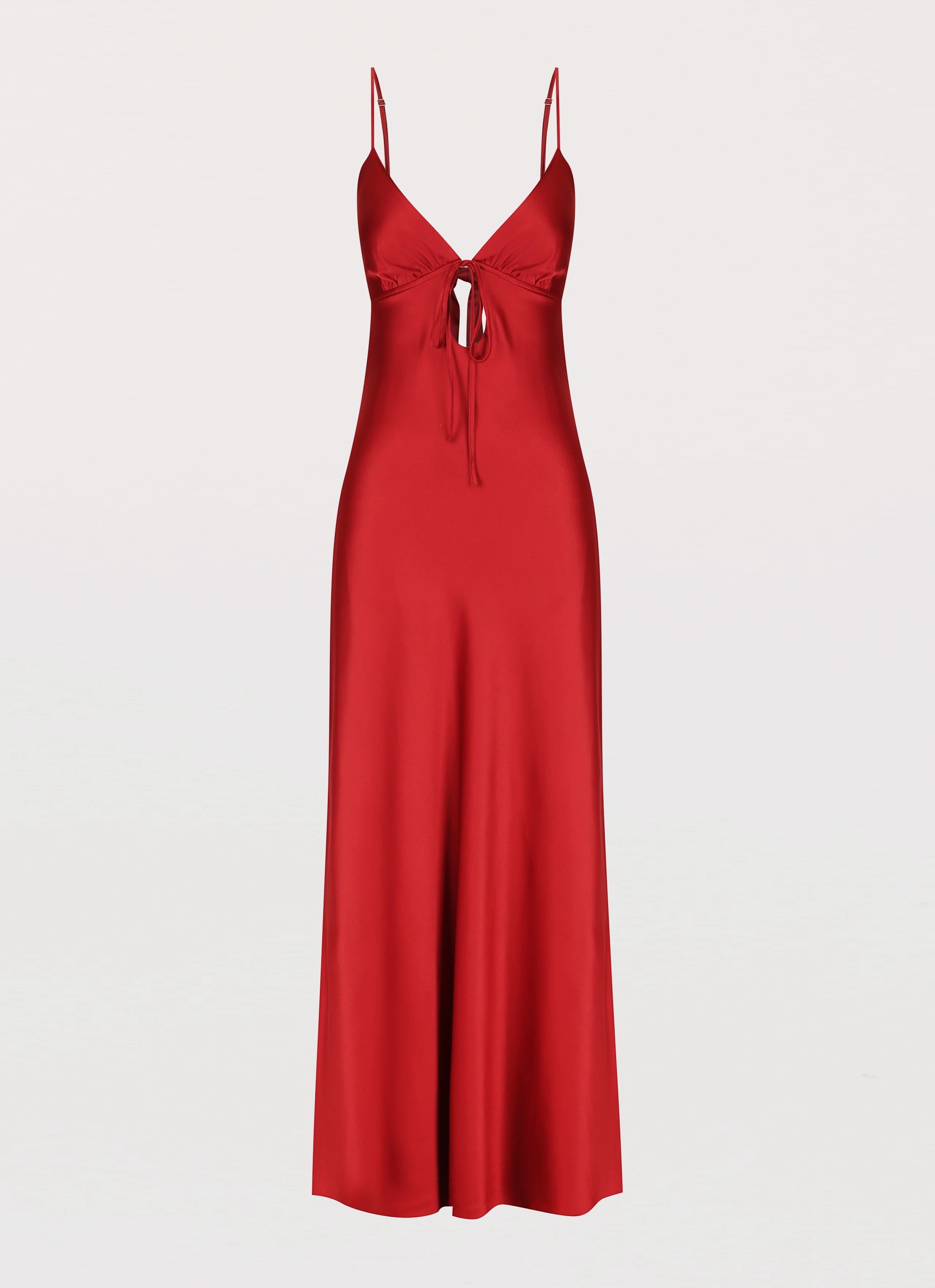 Flora Satin Maxi Dress - Cherry Gentle Motion Chic Layered Wear