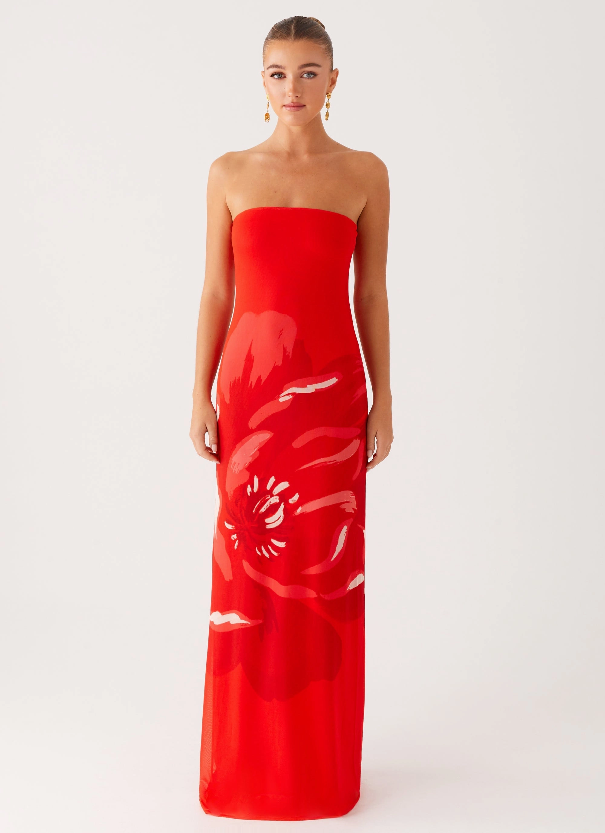 Fabian Maxi Dress - Red Satin Grace