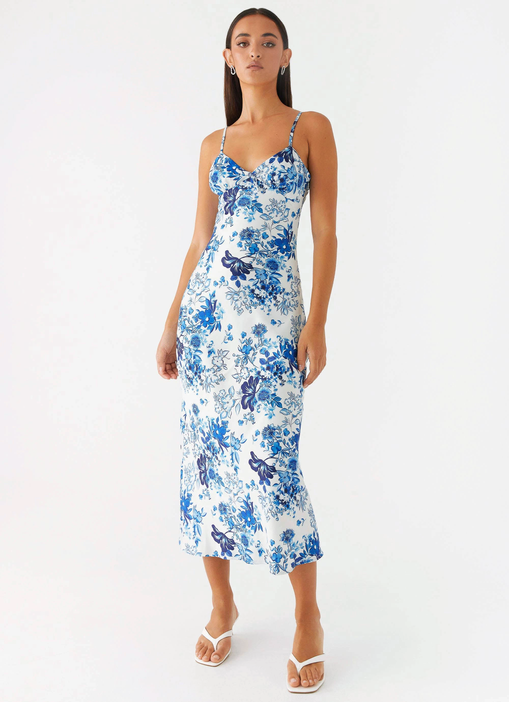 Light Weight Light Mood Take Chances Midi Dress - Serene Sky Floral