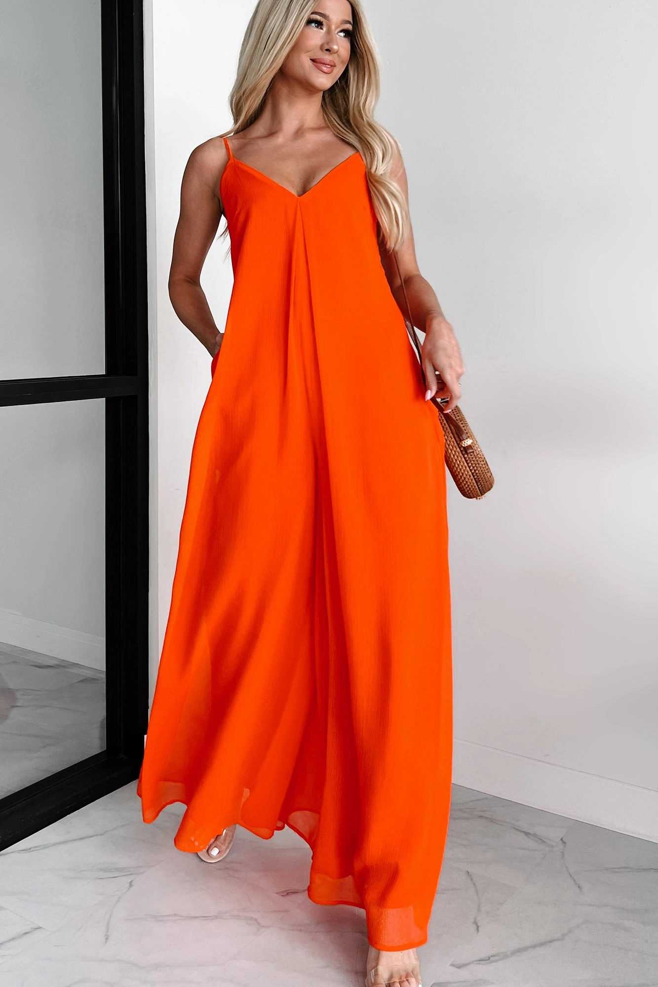Take The Chance Wide Leg Jumpsuit (Red) Modular Layering System