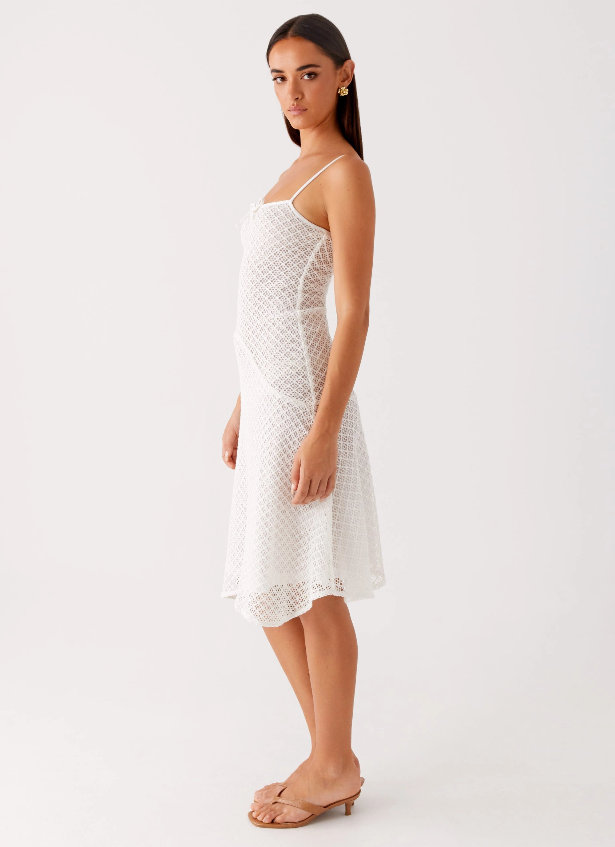 Comfort Fit Perfect for Layering Tamar Midi Dress - White