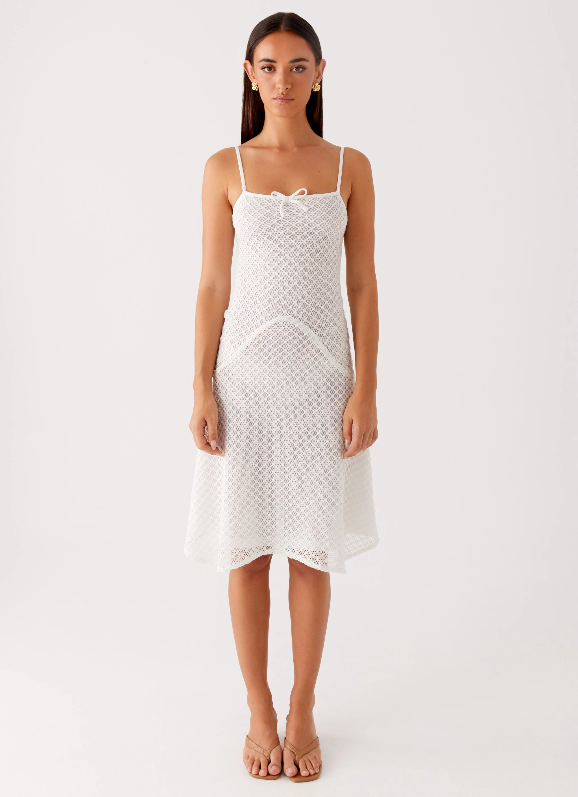Tamar Midi Dress - White Chilly Day Layers Elegant Style