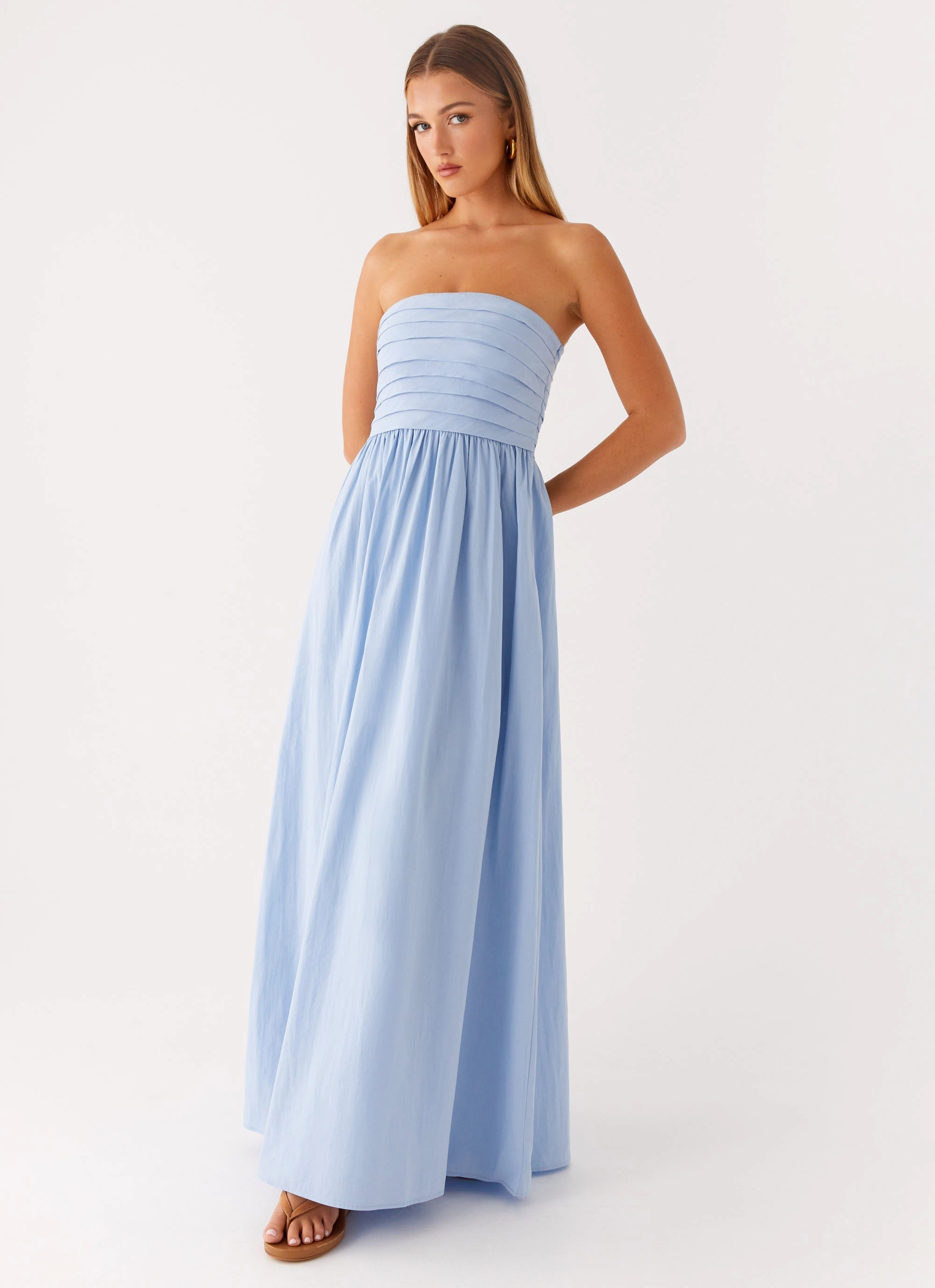 Tamia Maxi Dress - Blue Classic Look Elegant Waist