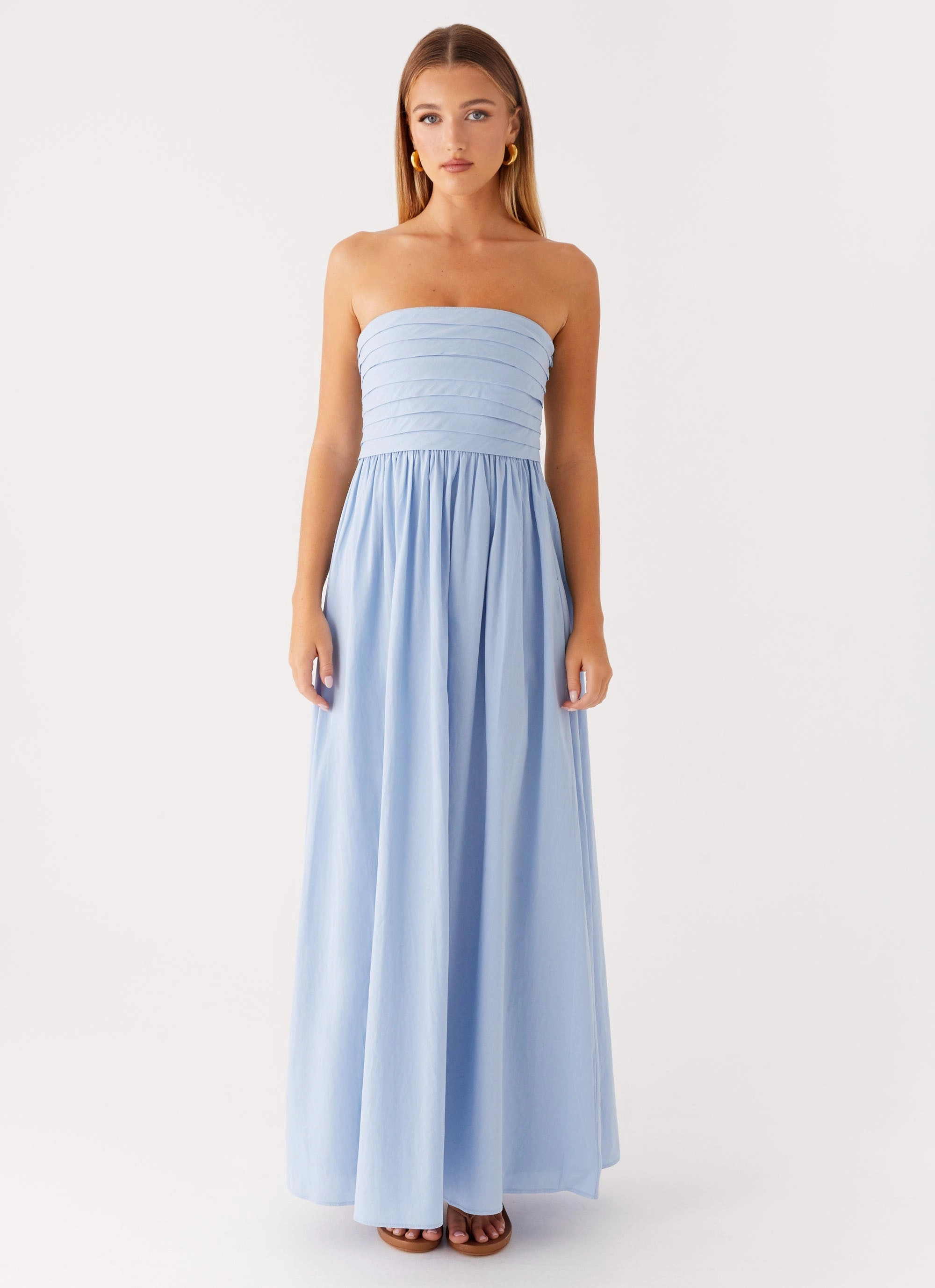 Tamia Maxi Dress - Blue Lightweight Fit Anti-Static-Finish