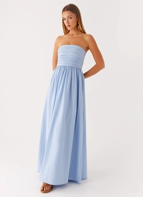 Tamia Maxi Dress - Blue Classic Look Elegant Waist
