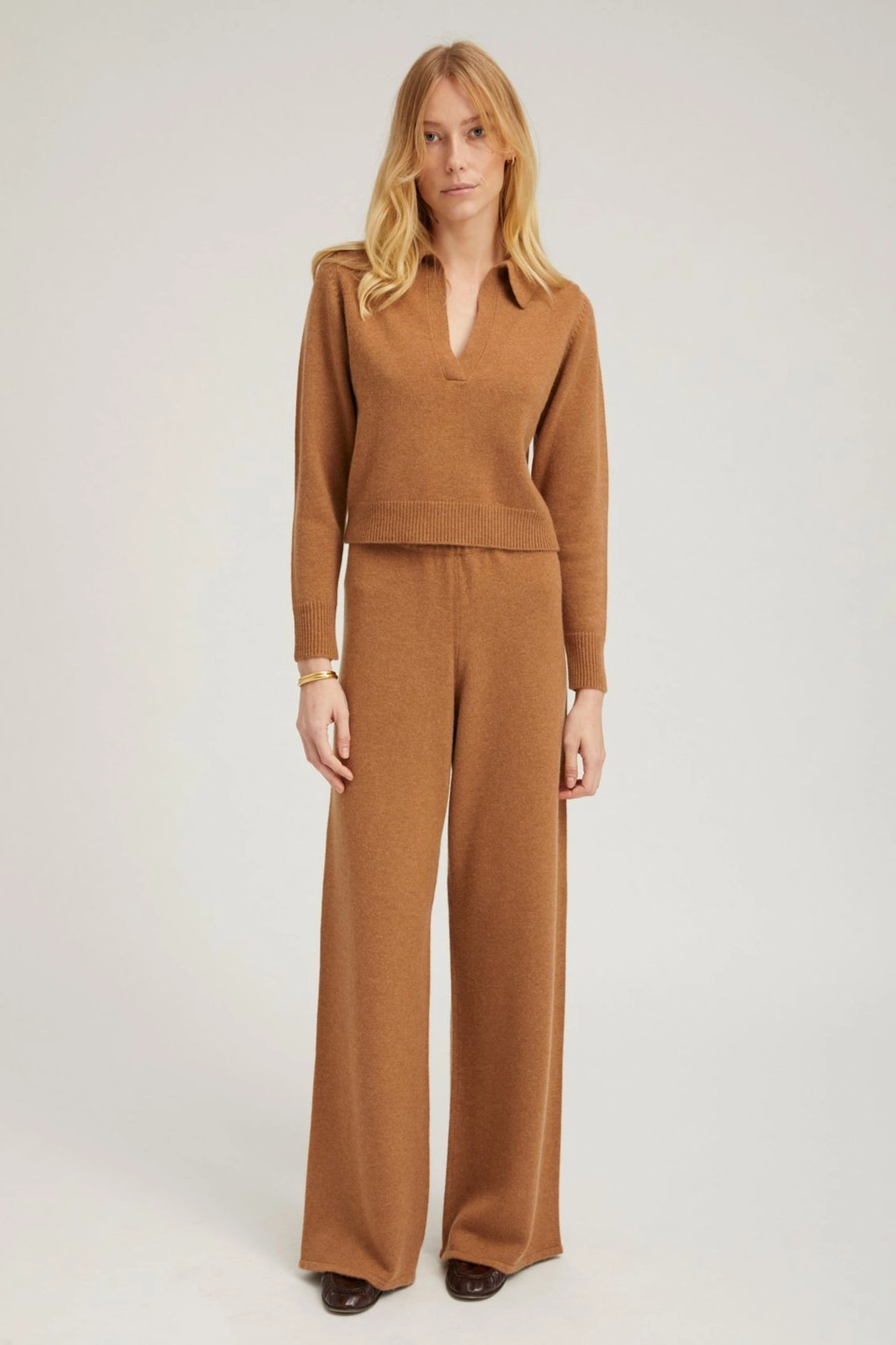 Core Cut Tan Cashmere Easy Pants