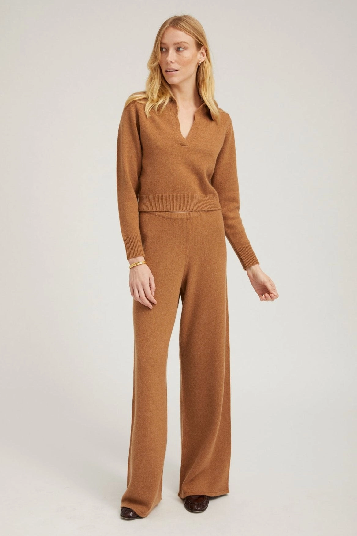 Tan Cashmere Easy Pants Functional Layers