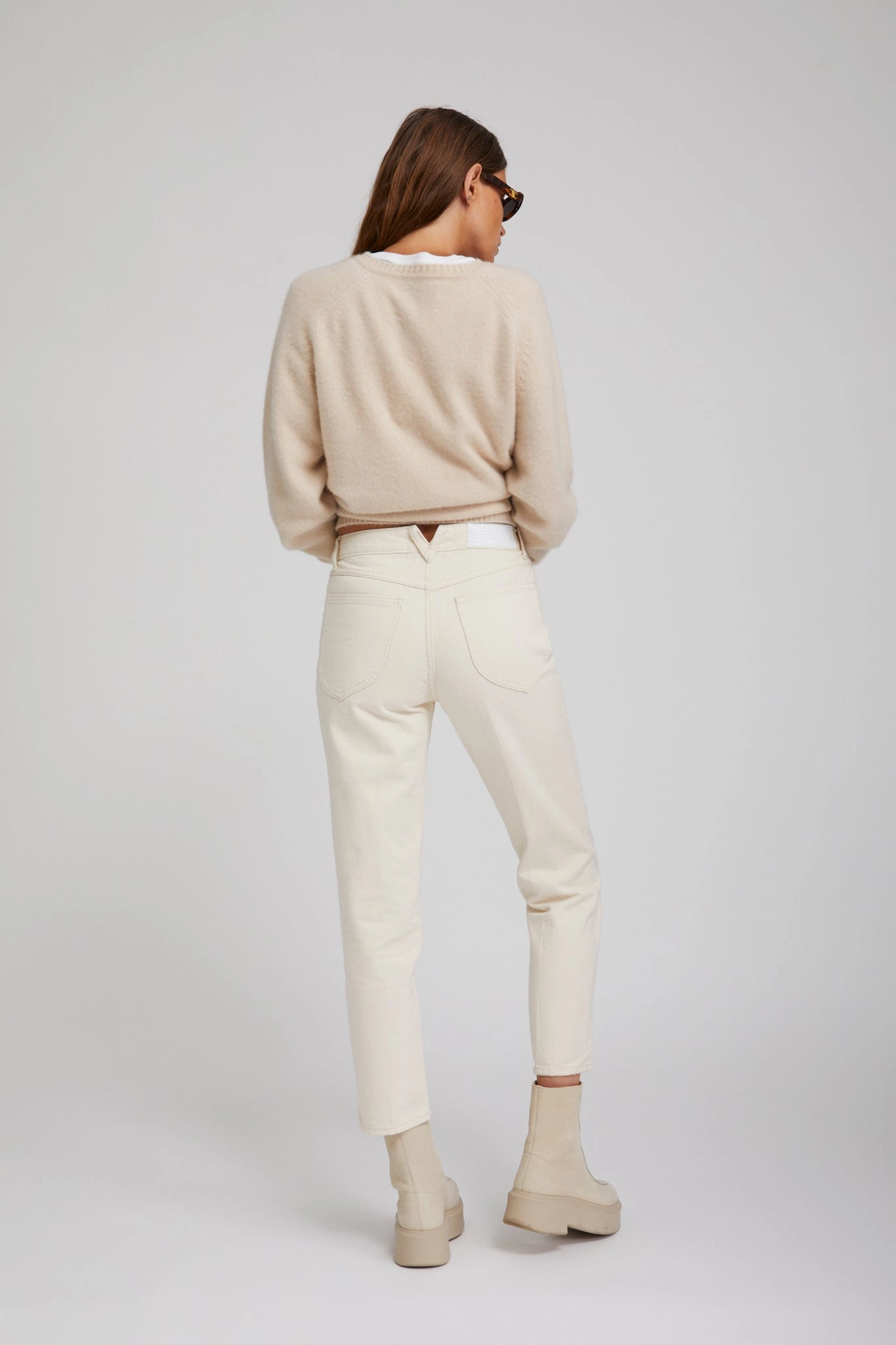 Contrast Stitch Yoko Crop Straight Leg Denim
