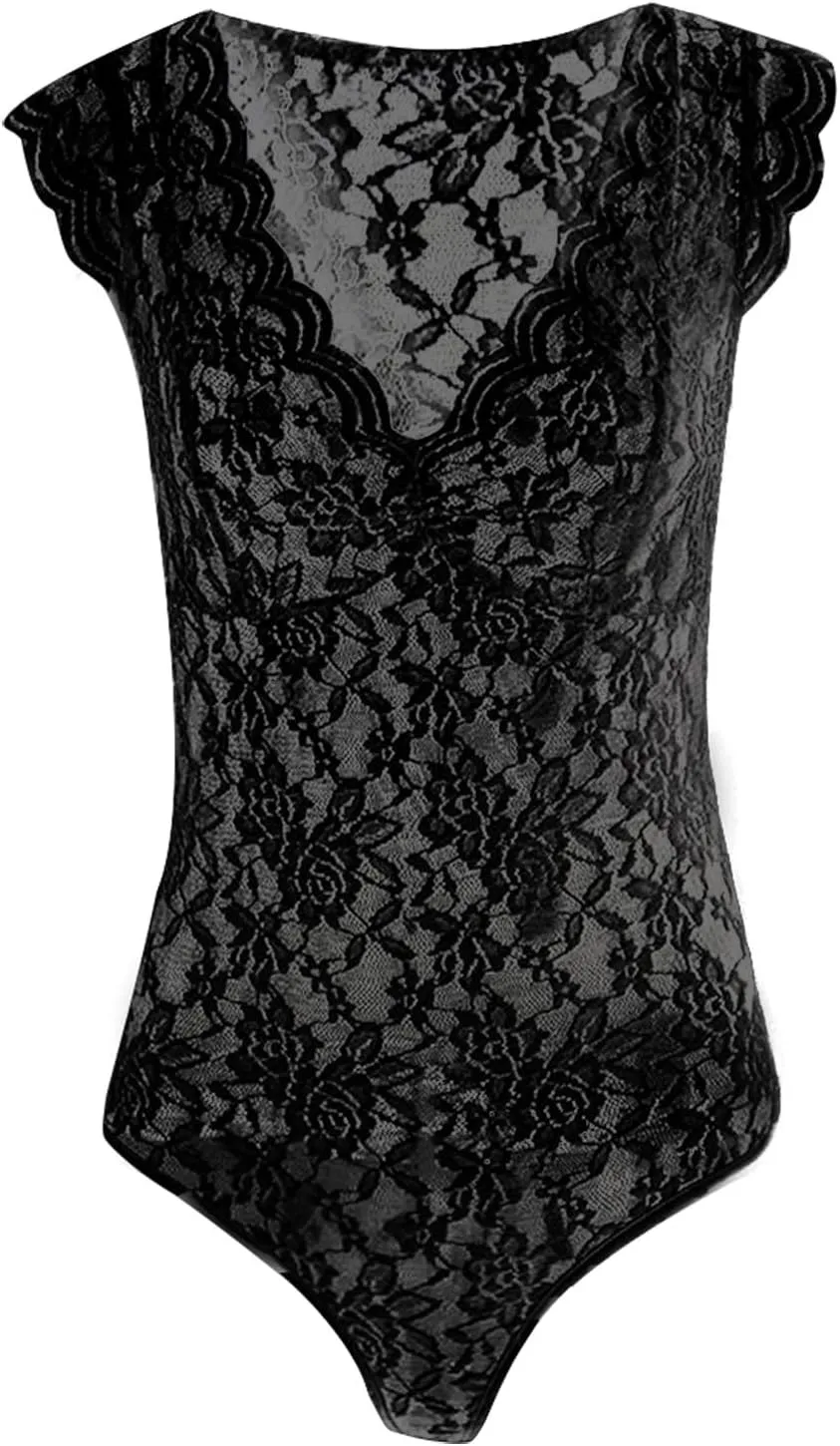 Tank Top for Women Plus Size Sheer Mesh Lace Vest Short Sleeve V Neck Lingerie Lace Scalloped Blouse Summer Party