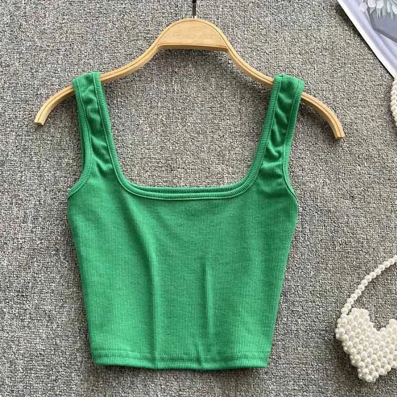 Tank Top Women Sexy Backless Y2K Slim Fit Crop Blouse