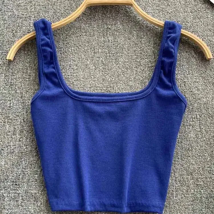 Tank Top Women Sexy Backless Y2K Slim Fit Crop Blouse