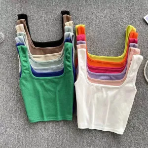 Tank Top Women Sexy Backless Y2K Slim Fit Crop Blouse