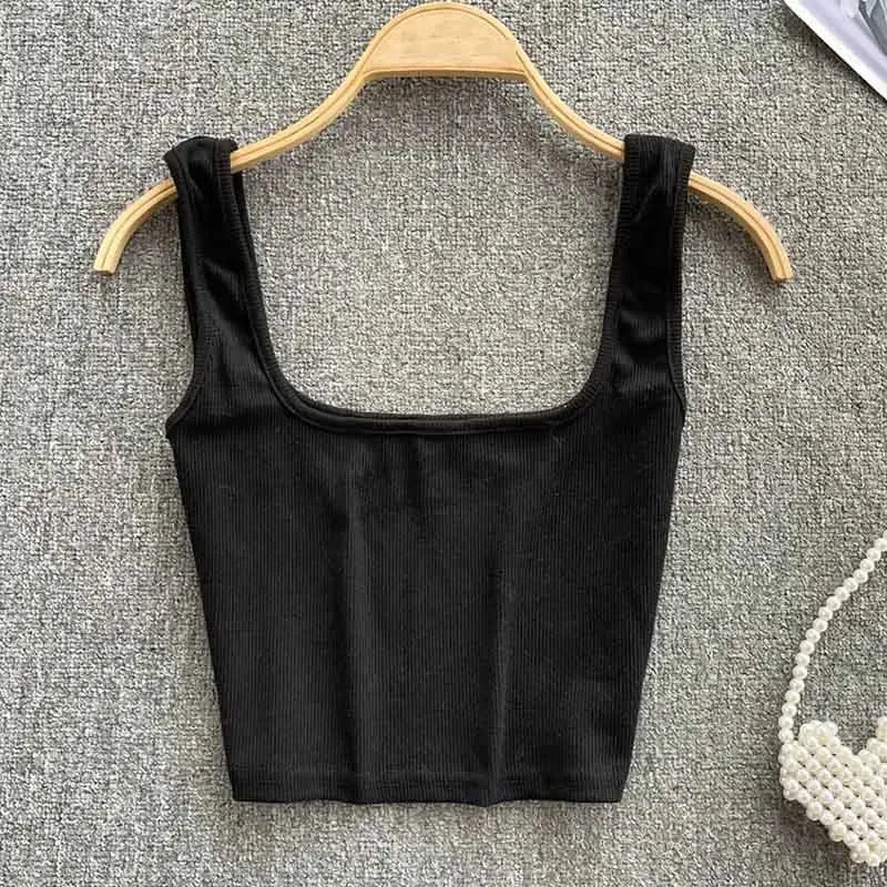 Tank Top Women Sexy Backless Y2K Slim Fit Crop Blouse