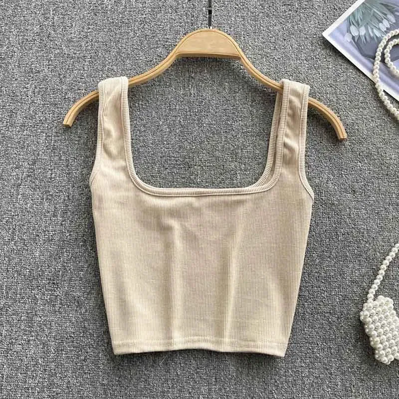 Tank Top Women Sexy Backless Y2K Slim Fit Crop Blouse