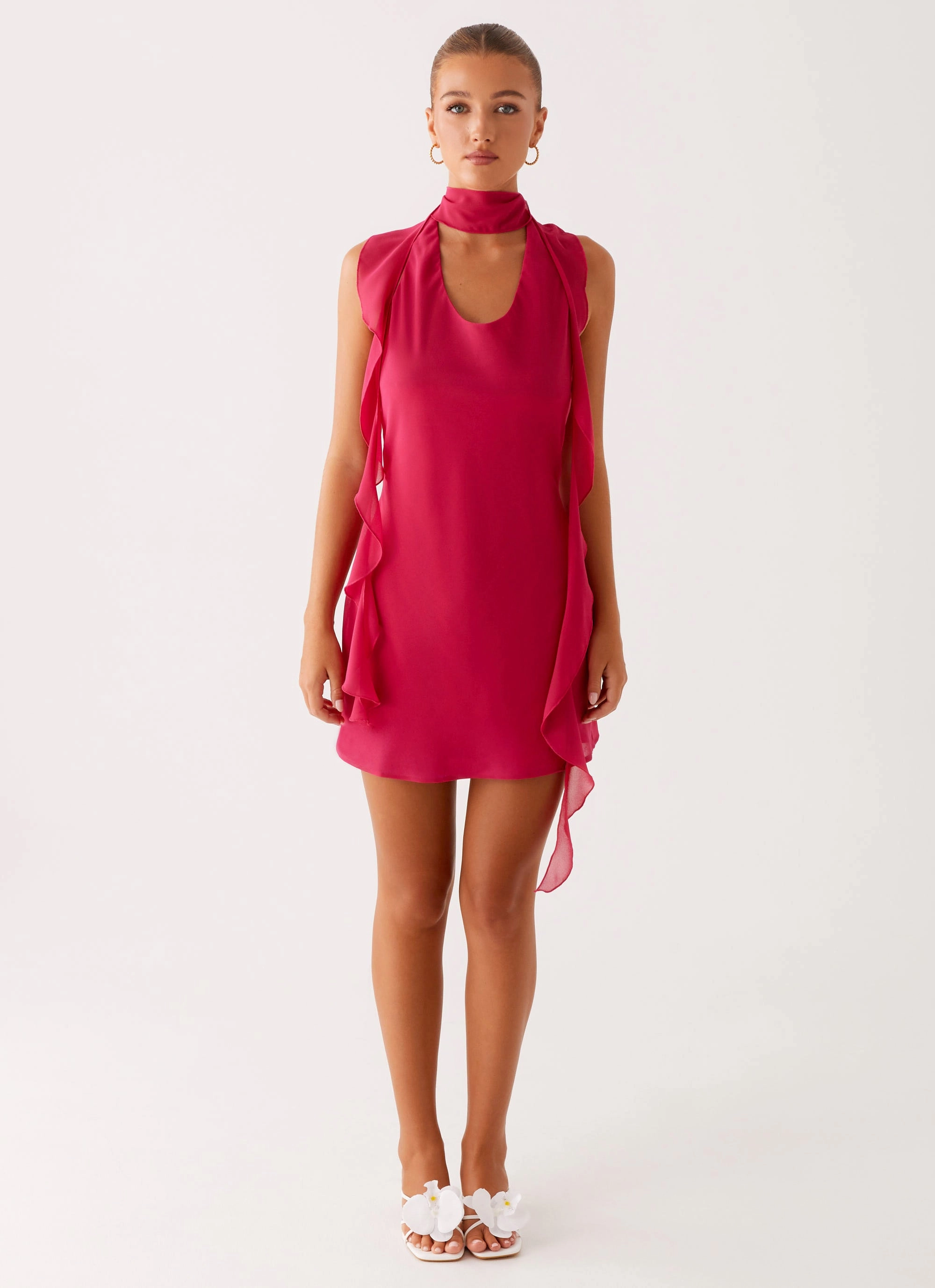 Tanner Mini Dress - Fuchsia Gathered Skirt Light Touch