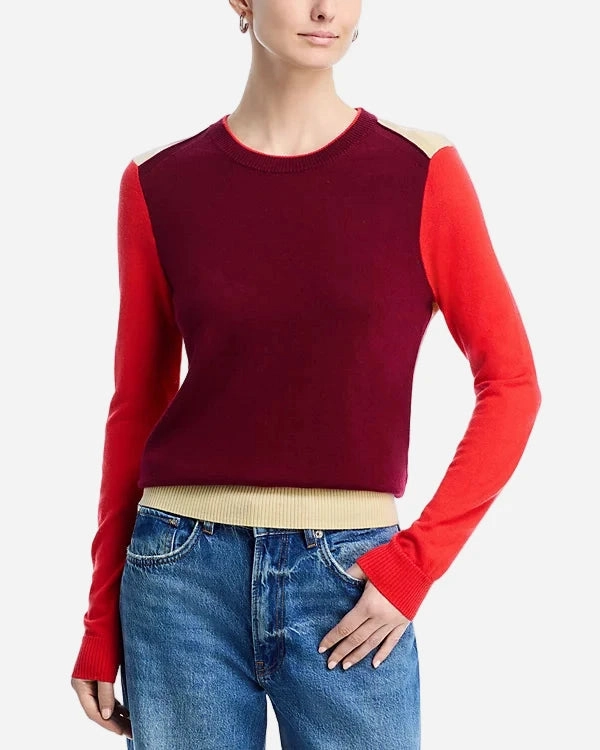 QuickDry Performance Wrinkle Resistant Taron Colorblock Crew Burgundy Multi