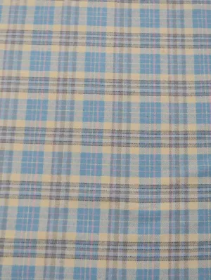 Tartan Plaid Uniform Apparel Flannel Fabric / Aqua/Khaki
