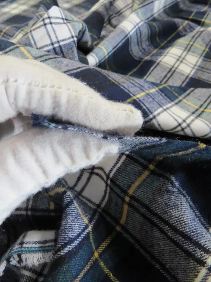 Tartan Plaid Uniform Apparel Flannel Fabric / Aqua/Khaki