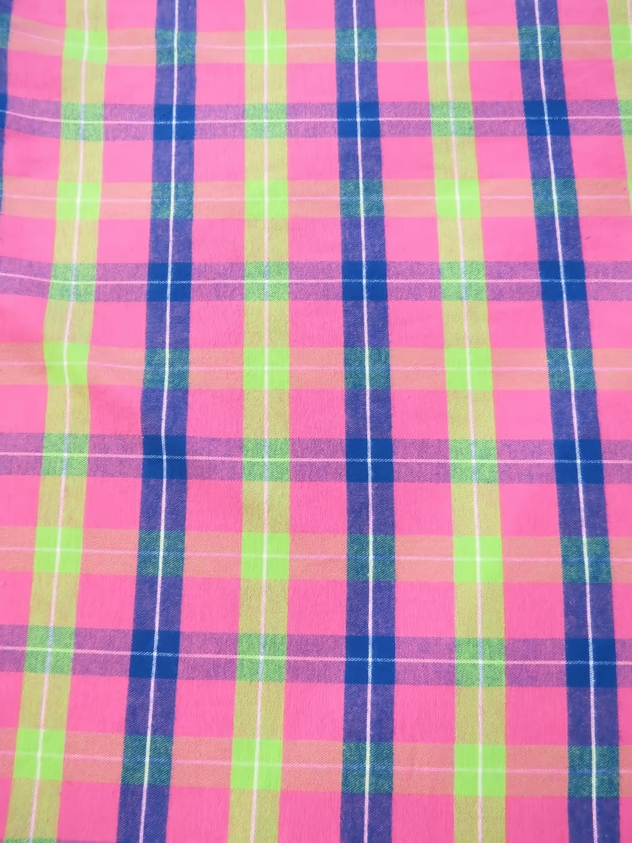 Tartan Plaid Uniform Apparel Flannel Fabric / Multi-Color Pink / Sold By The Yard
