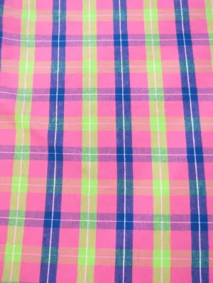 Tartan Plaid Uniform Apparel Flannel Fabric / Multi-Color Pink / Sold By The Yard