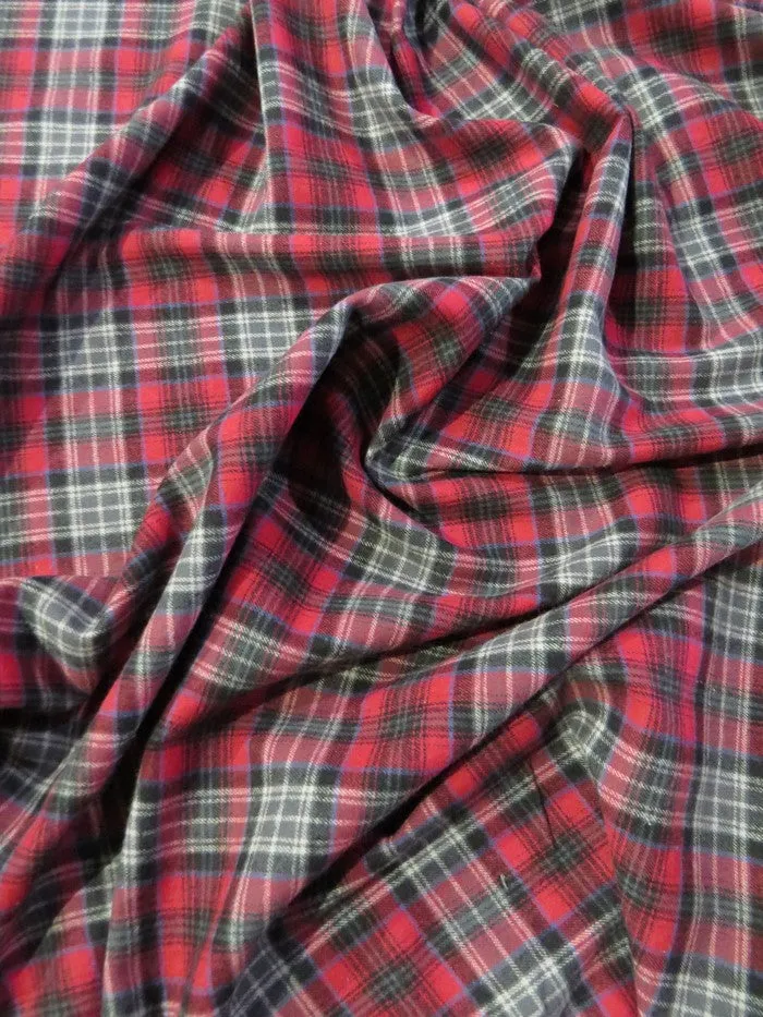Tartan Plaid Uniform Apparel Flannel Fabric / Red/Gray