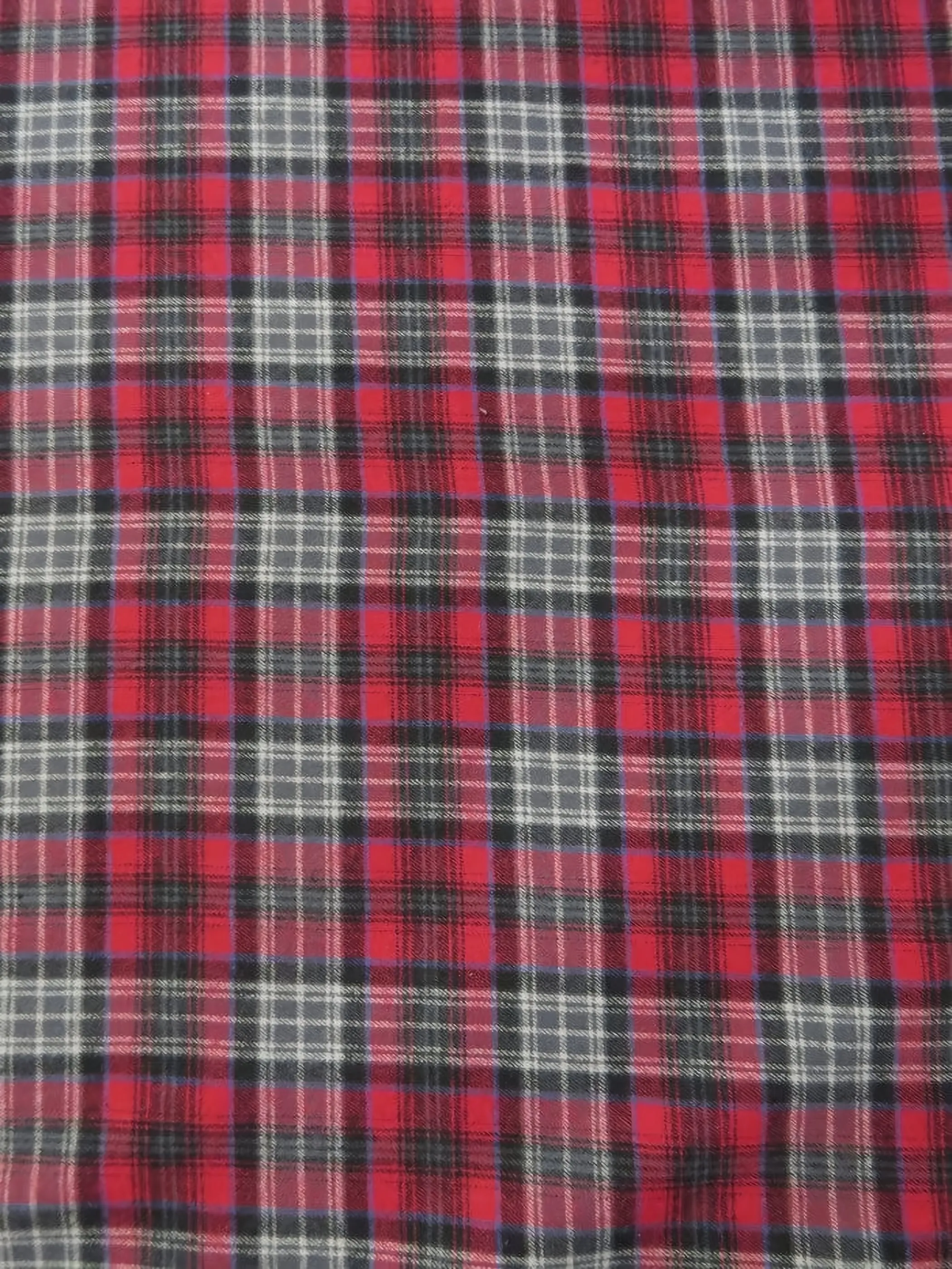 Tartan Plaid Uniform Apparel Flannel Fabric / Red/Gray