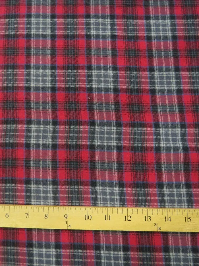 Tartan Plaid Uniform Apparel Flannel Fabric / Red/Gray