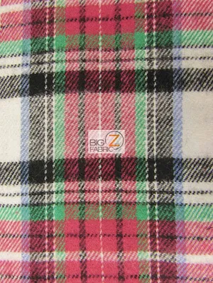 Tartan Plaid Uniform Apparel Flannel Fabric / White/Red / 30 Yard Roll