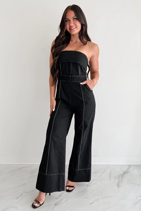 AllClimateAdaptive Low Profile Seaming Taste Maker Strapless Wide Leg Jumpsuit (Black)