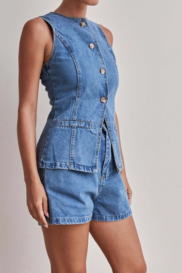 TATUM DENIM SHORTS Slip Resistant Inner Grip Travel Friendly
