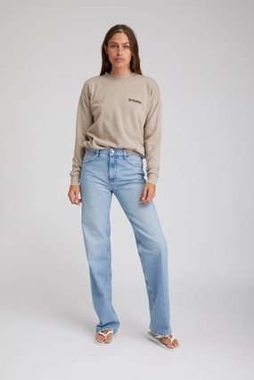 Taupe Logo Sweatshirt V Neck Design
