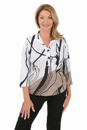 Tawni Double Button High-Low Top LowImpact Dye Process Elegant Blouse
