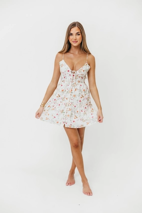 Taya Corset Tiered Mini Dress in Poppy Rose *Final-Sale* Light Coral